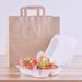 Punga hartie natur, delivery, take away, cu maner plat, 6 dimensiuni disponibile - 32x17x28cm - 250 bucati / set