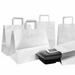 Punga hartie alba, delivery, cu maner plat, take away, 3 dimensiuni - 32x17x38cm - 250 buc.