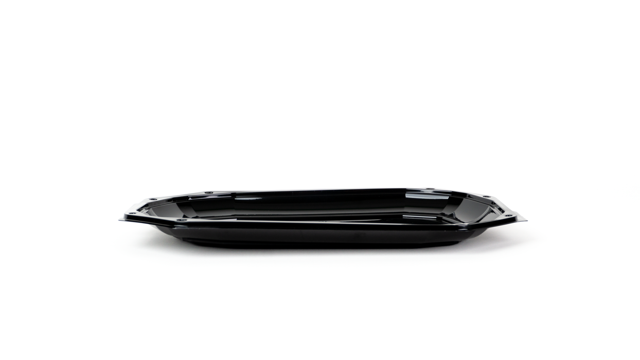 Platou oval negru si capac 43*28*3.2cm 100buc/bax