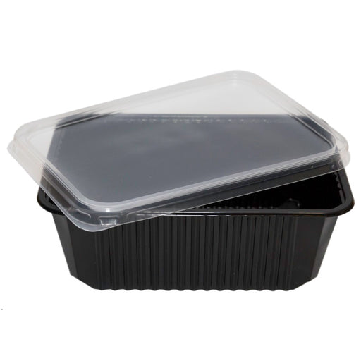 Caserola PP negru Euro-box cu capac 1000cc