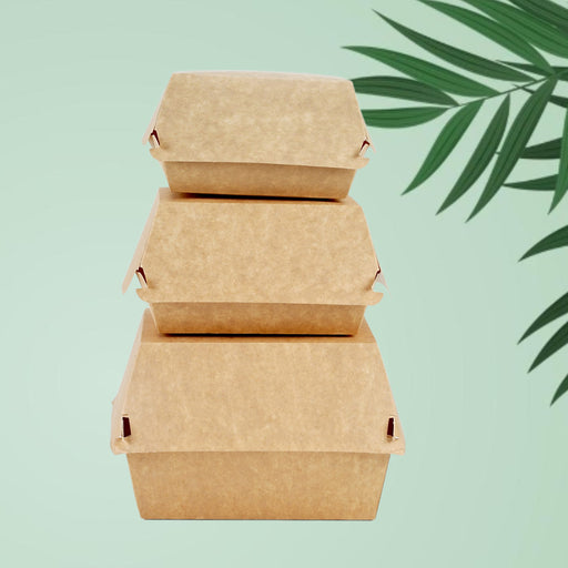 Hamburger box kraft - 13x13x9.5cm mare - 100 buc.