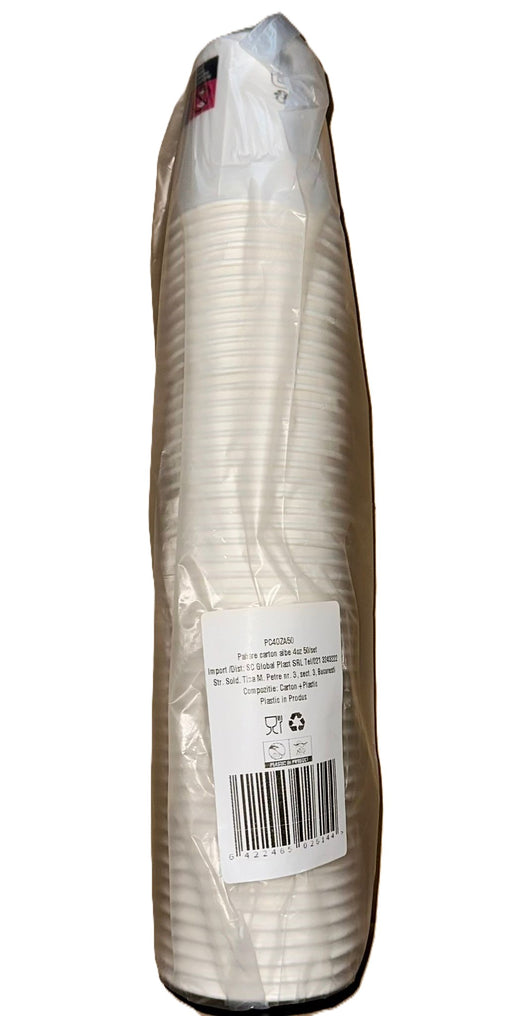 Pahare carton albe 4oz 50/set