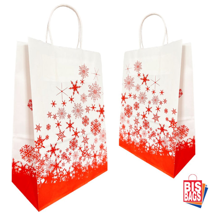 Sacosa imprimata stelute rosii - 22x12x31cm - 100 buc