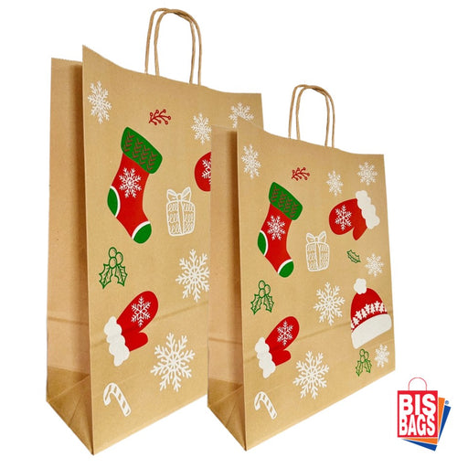 Sacosa natur Xmas - 32x12x41cm - 100 buc