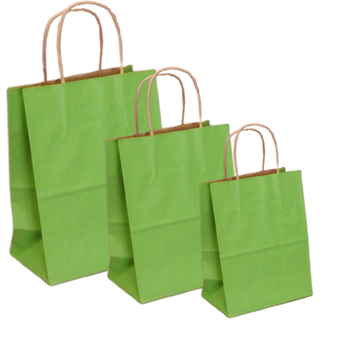 Pungi natur, colorate 100% verde deschis - 25x14x30cm - 100 buc.