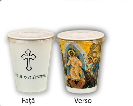 Pahare Paste Icoana (capac inclus) - 9oz (266ml) - 100 buc.