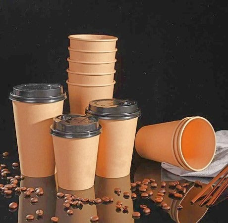 Pahar de unica folosinta carton natur - 16 oz (475 ml) - 100 buc.