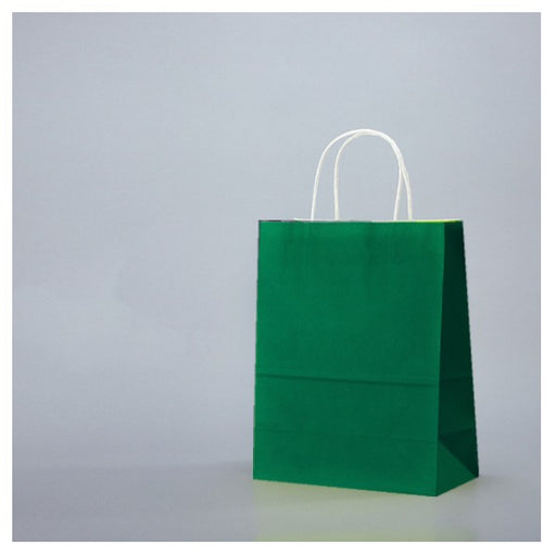 Pungi hartie alba, colorate 100% verde inchis - 16X9X21cm - 100 buc.